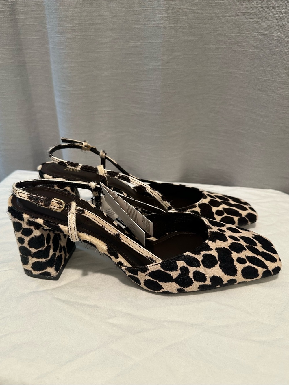 Zara Animal Print Leather Slingback Shoes Heels Leopard NWT 2249/610
